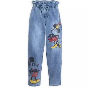 Mickey and Minnie Mouse Drawstring Denim Pants for Women
